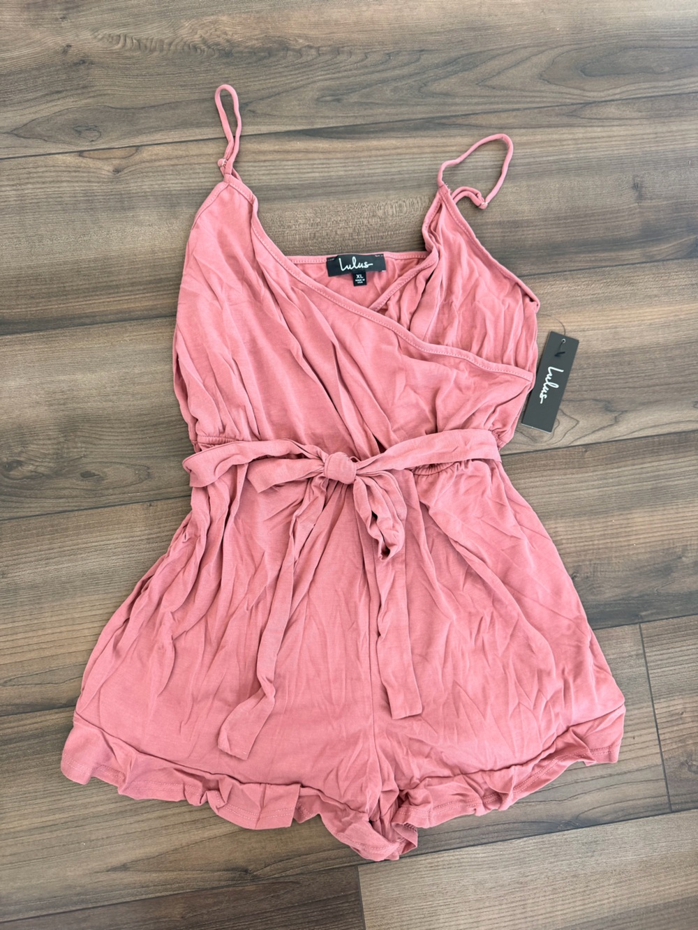 NWT Lulus Katelyn Rusty Rose Ruffled Surplice Romper - Picture 3 of 5